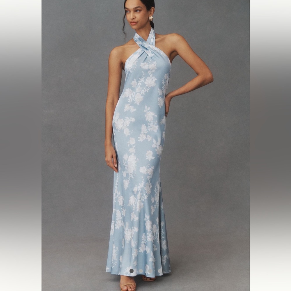 BHLDN Ruby Twist Halter Satin Gown